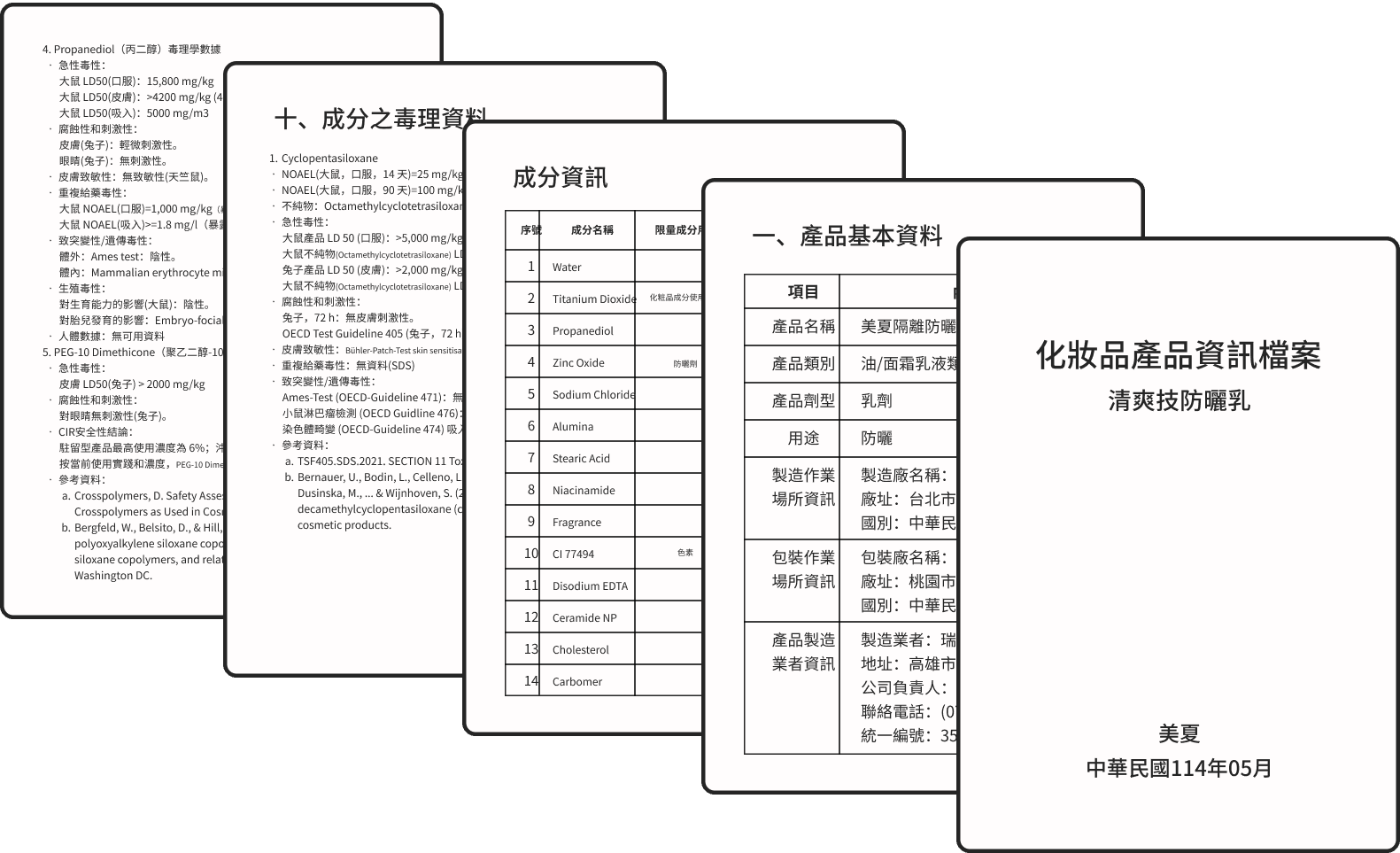 PIF化妝品產品資訊檔案 PIF化妝品產品資訊檔案
