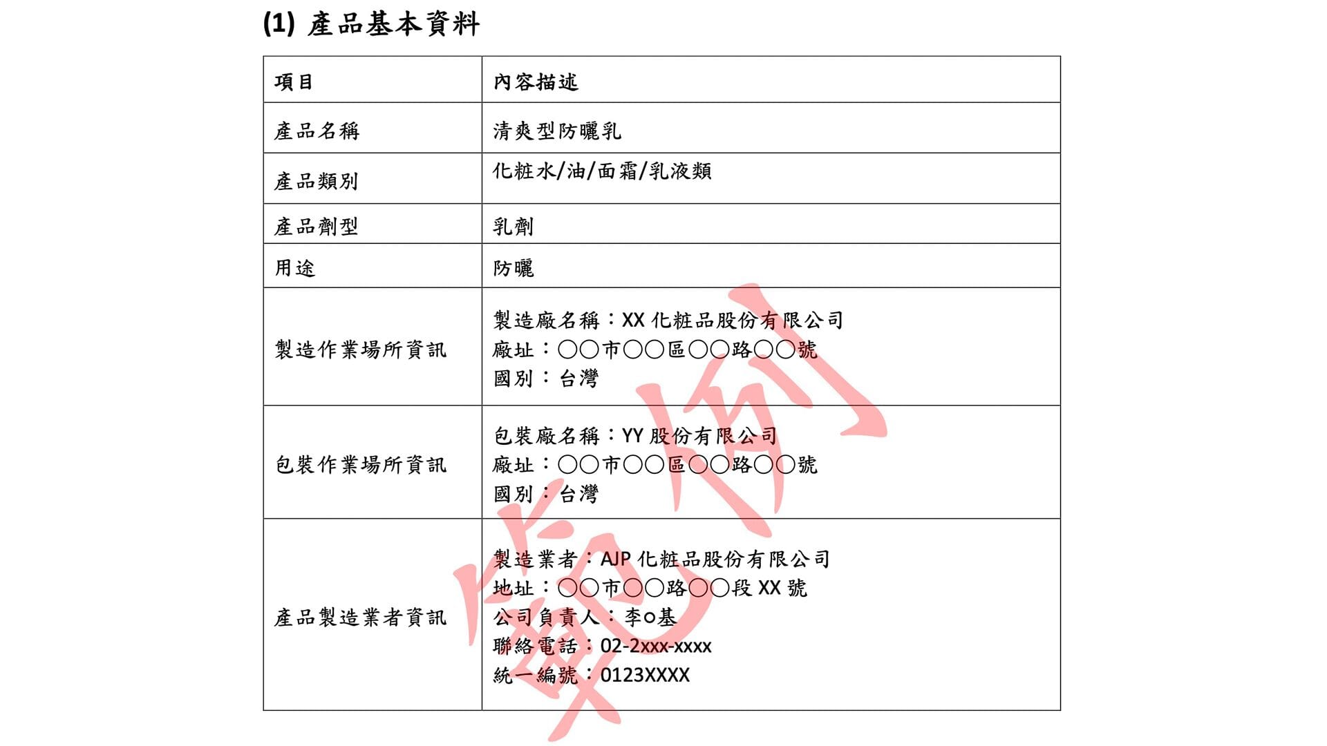 PIF準備-1.產品基本資料